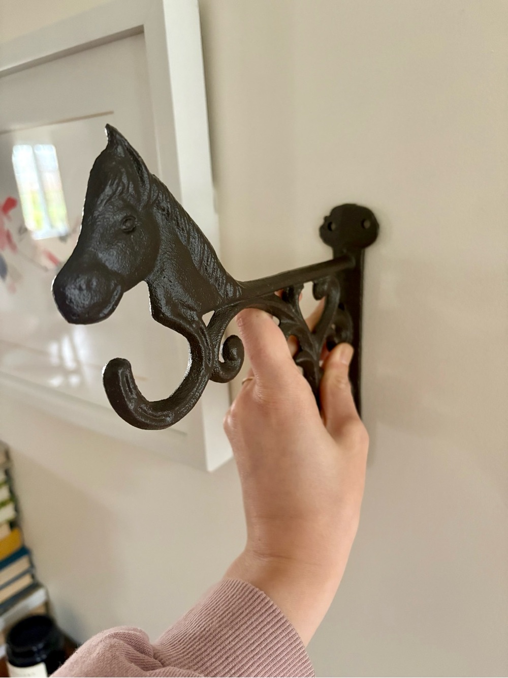 Vintage Black Horse Head Wall Hook / Plant Hook